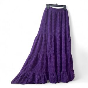 Vintage Tianello Deep Purple Boho Tiered Maxi Skirt